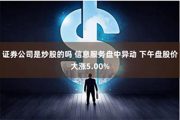 证券公司是炒股的吗 信息服务盘中异动 下午盘股价大涨5.00%